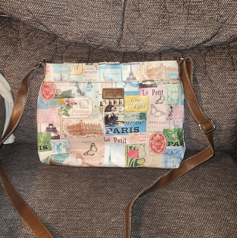Relic Multicolor Paris-Themed Crossbody Bag